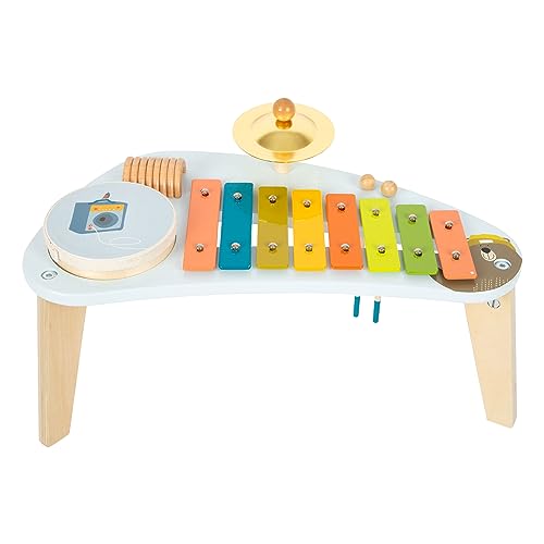 Image of small foot Groovy Beats 12255 Wooden Music Table with Cymbal, Xylophone, Ratchet and Drum 3+ Years