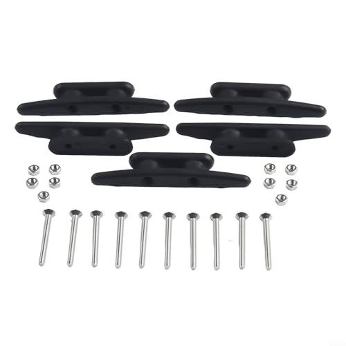 Yuanpgky 5 tacos de cuerda de nailon negro de 4 pulgadas, accesorios de muelle de yate marino para atar líneas y anclaje multiusos en garaje o cobertizo