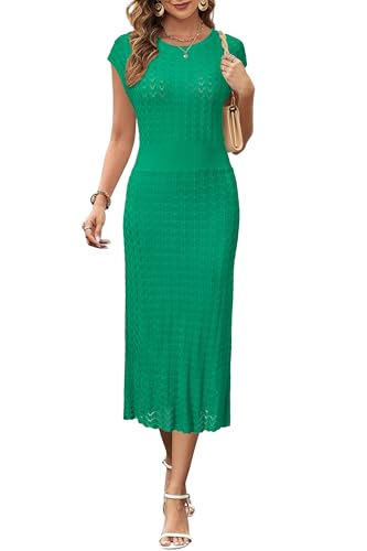 Image of Newshows Women's Hollow Slim Summer Fall Church Work Casual Sweater Dress
