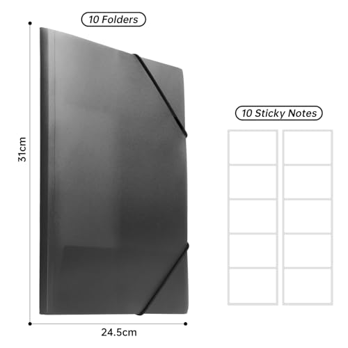 FRETONBA Plastic Folders A4 with Elastic Bands, Document Wallets Pack of 10 Pieces - Image 2
