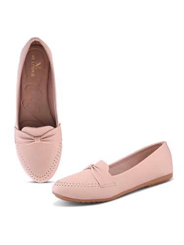 XE Looks Stylish Knotted Bow Loafers | Soft Matte Finish | Flexib...