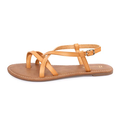 Image of Huayuanwell Women's Gladiator Flat Sandals Fisherman Strappy Sandals Ankle Strap Sandals