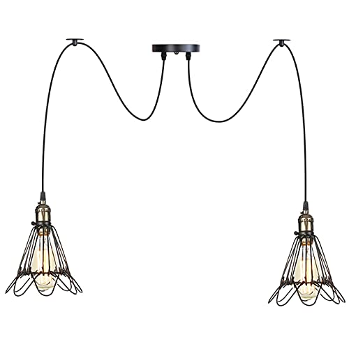 Lampe araignée de plafond réglable 8 lumières métal rustique
