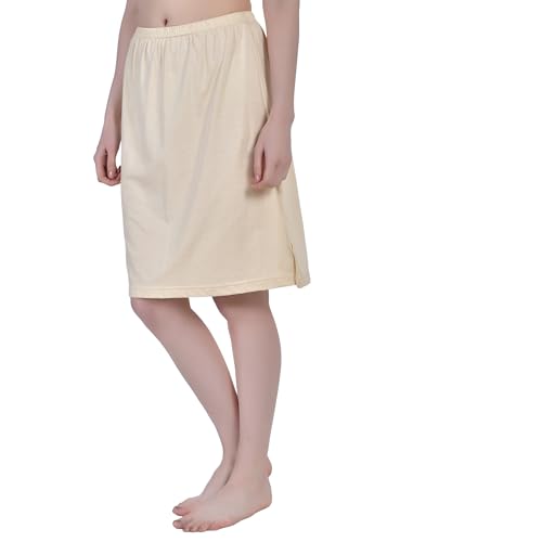 Women's Cotton Knee Length Underdress Side Slit Everyday Layers Half Slip Skirt Pack of 14