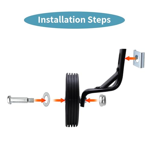 Image of Pair of Black Bicycle Auxiliary Wheel Children's Bicycle Accessories,Training Wheels Kids Bike Children Training Bike Wheel