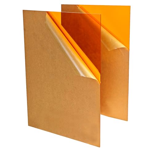 Image of Translucent Orange Acrylic Sheets 8*12 inch 1 /8 inch Thick (2.8~3mm) Red Transparent Cast Acrylic Plexiglass Board for Sign, DIY Project, Laser Cutting, Wedding, Craft, Picture Frame, Engraving(2 Pieces)
