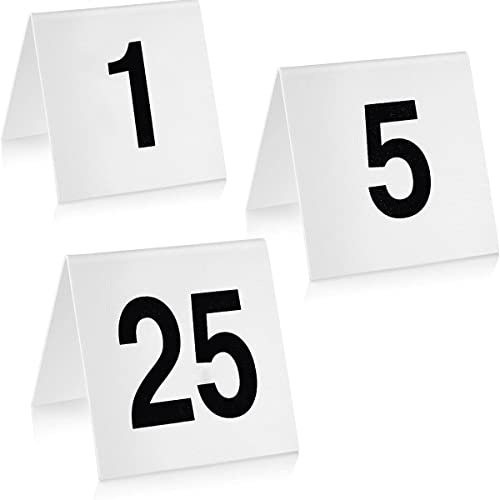 TBLOTYD Table Numbers Acrylic Place Cards 1-30/60, White Table Numbers Restaurant 63X55Mm,E Double-Sided Digits Table Numbers Place Cards, Wrestaurant Bars Csigns/1 to 30,1 to 30