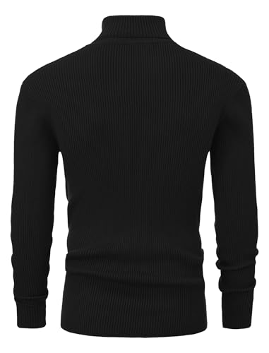 Men's Slim Fit Turtleneck Sweater Casual Cable Ribbed Pullover Knitted Sweaters2