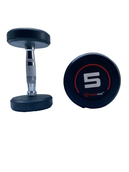 Image of Bouncer Round Dumbbells Set for Home Gym | 5kg Dumbbells Set of 2 | Fitness Gym Dumbbell set for Home Workout | Anti Skid rubber Dumbbell set | Weights for Workout (Black)