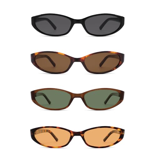 Image of Retro Oval Sunglasses Womens Mens Y2k Trendy Cateye Shades AR82299 | Narrow Round Cute Sunnies,90s 2000s Cool Skinny Frame