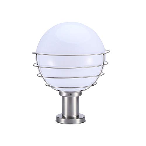 Globe Colonne Lumière Lanterne Extérieure Étanche Boule Post Lampe Simple Ronde Sphérique Colonne Phares Brossé En Acier Inoxydable Acrylique Paysage LED Pilier Lumière (Taille : 30CM) Interesting