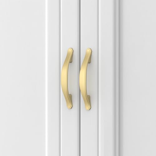 Image of Asidrama 10 Pack 3 Inch(76mm) Brushed Gold Kitchen Cabinet Handles Cabinet Pulls Kitchen Cabinet Hardware for Cupboard Drawer Pulls 2792