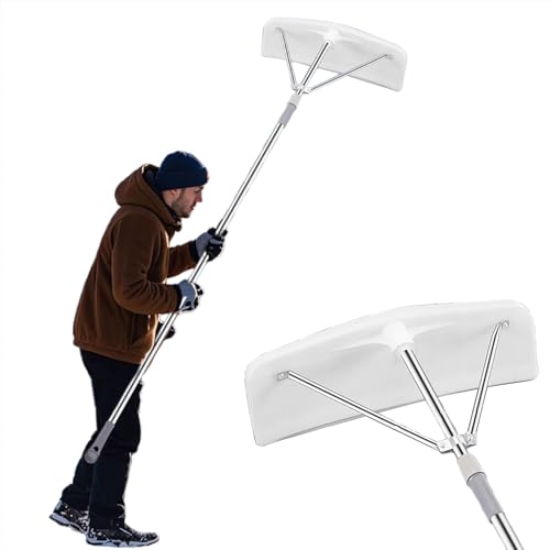 Grabie dachowe, grabie dachowe – aluminiowe narzędzie do usuwania śniegu z ostrzami 58 cm, 77,5 cm, wysuwane drążki dla wydajnego odśnieżania dachu, idealne dla właścicieli domów i sprzątania w zimie