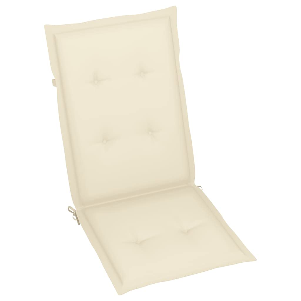 Cuscini per sedia da giardino, 2 pezzi, per sedie a sdraio con schienale alto, design universale, per interni ed esterni, balcone, terrazza, con 2 laccetti, color crema, 120 x 50 x 3 cm