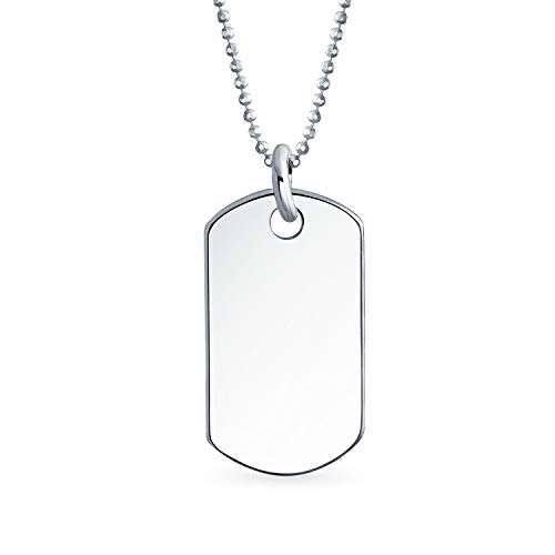 Grabado Personalizado Mediano Simple Básico Cool Hombres Identificación Militar Ejército Chapa Colgante Collar Para Hombres Adolescentes Pulido .925 Plata Esterlina Tamaños Pequeño Mediano Grande