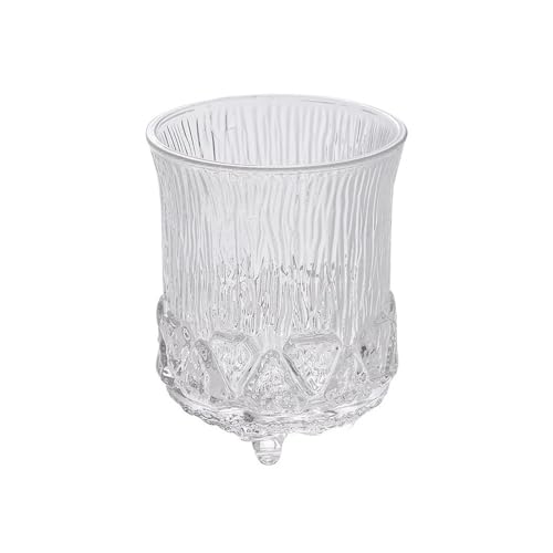 ZKALQECNF Leche Vasos for beber con relieve de patrón corteza, copas vidrio grueso soplado a mano Bebidas(Pequeño)