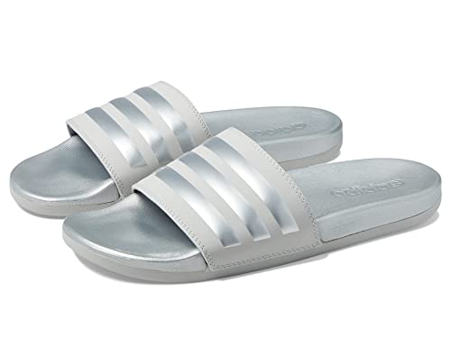 Adidas Women's Adilette Comfort Slides Sandal, Grey/Silver Metallic/Grey, 5 #TOP3