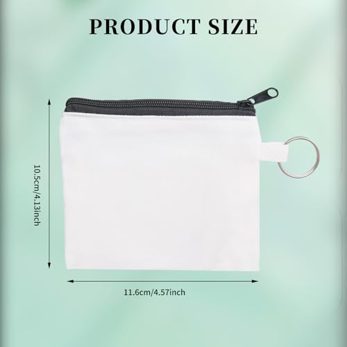 32 Pieces Sublimation Coin Purse Zipper Canvas Pencil Pouch Canvas Cosmetic Organizer Bag Pouch Portable Blank Cosmetic Pouch DIY Craft Bag for Organizing Women Travel Vacation Supplies(White)2