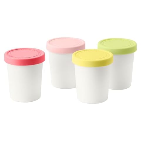 Tovolo Sweet Treat, Reusable Ice Cream Container for Homemade Ice Cream, Assorted Set of 4 - 6 Oz Stackable Storage Tubs with Silicone Lids for Freezer - BPA-Free & Dishwasher-Safe Cover