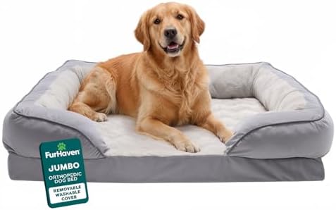 Furhaven Orthopedic Dog Bed for Large Dogs w/ Removable Bolsters ...