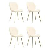 Minimal DECO Pack 4 sillas Beige tapizadas en Tejido bouclé Premium, sillas Comedor Elegantes con Patas Doradas metálicas diseño escandinavo Moderno 59 x 47 x 86 cm