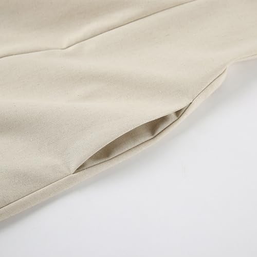 Image of Aesthetic Summer Solid Color Strapless Linen Dress Backless Sleeveless Casual Party Beach Going Out Dresses for Women