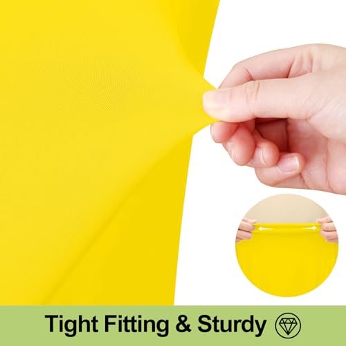 Image of Smiry Spandex Elastic Fitted Table Cloth Skirt for 6FT Rectangle Table | Stretch Washable Table Cloth, Banquet Table Cover for Wedding, Party, Indoor & Trade Shows, (Yellow, 72Lx30Wx30H)