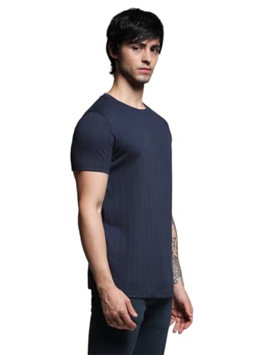 Image of JACK & JONES Men Solid Round Neck Cotton Slim Fit T-Shirt