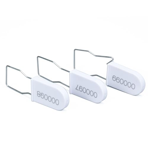 Image of Plastic Padlock Security Seals with Metal Wire Numbered Anti Tamper Tag (500, White)