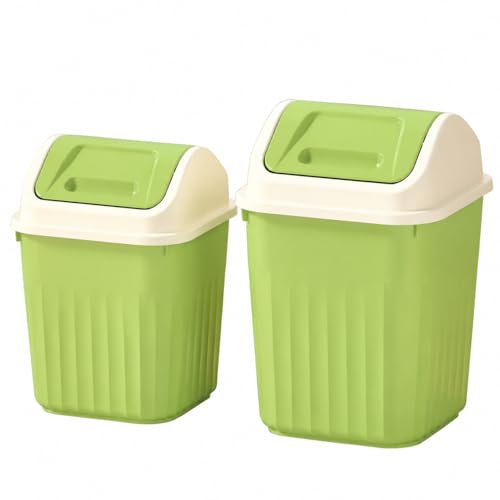 Poubelle de cuisine 12L lot de 2 à couvercle basculant silencieux en polymère vert de beurre