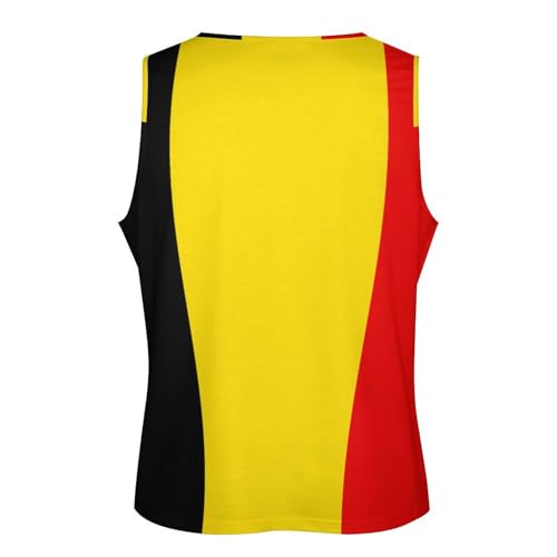 Mens Vest Top Sleeveless T-Shirt Round Neck Belgium Flag Printed Tank Top Summer Sports Beach Holiday Shirts Casual Loose Lightweight Gym Vests, M
