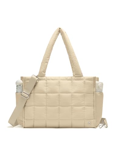 Image of WESTBRONCO Puffer Crossbody Bags for Women Quilted Tote Bag Puffy Weekender Overnight Bag Nylon Shoulder Handbag