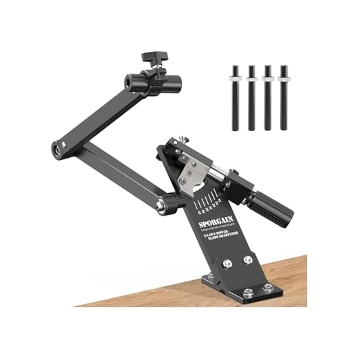 SporGain [Updated] Lawn Mower Blade Sharpener 15°-45° Adjustable Frame with Ball Bearing Manufacture Handle for Right & Left Hand Blades, Use with Angle Grinder, Black