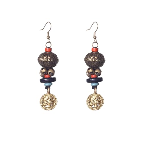 Image of Handcrafted Tribal & Dhokra Art Earrings Collection for Women - Royal Boho Statement Designs in Brass, Wooden, Beaded & Geometric Styles