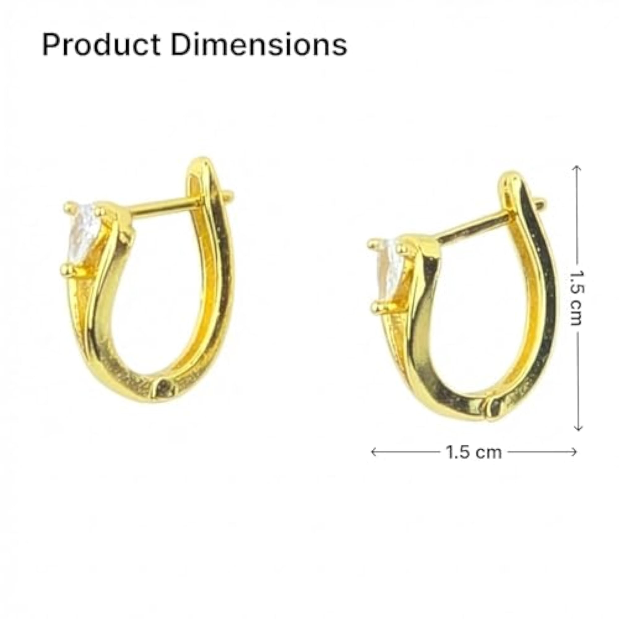 Heart Zircon Plated Hoop Earrings, Minimal Design
