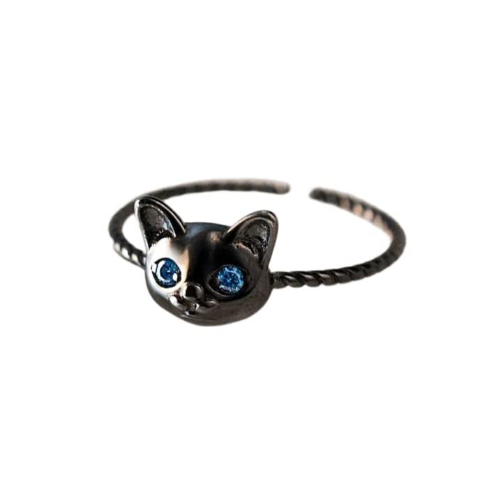 COLORFUL BLING Lovely Kitty Adjustable Rings for Women Girls Cute Cat Animal Lovers Jewelry Birthday Gift Friends Couples Opening Ring