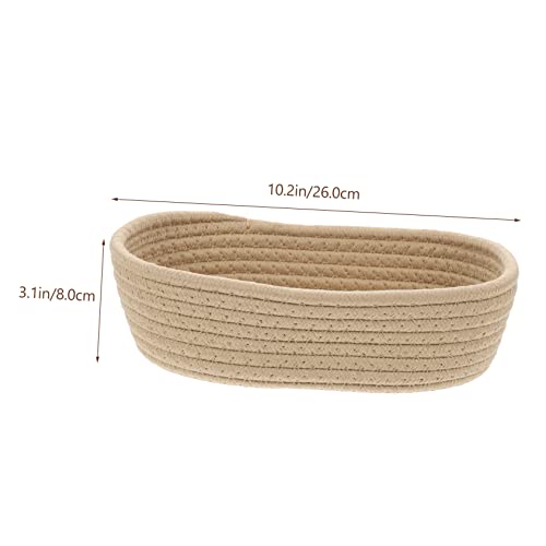 Image of Outanaya Storage Basket Woven Cotton Organizer for Sundries Toys and Books Medium Decorative Container Khaki for Home Office Use
