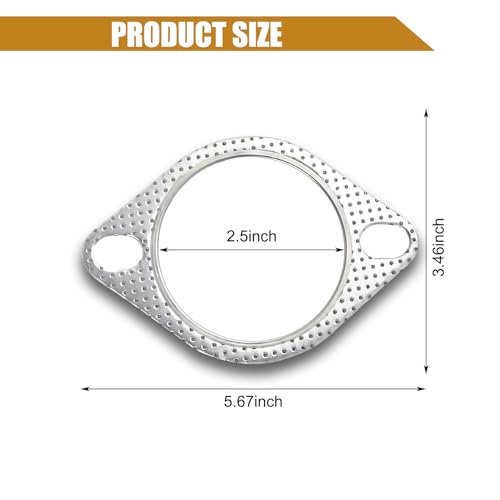 Image of 2 PCS Car Exhaust Pipe Interface Gasket, 2.5 inch Two-Hole High Temperature High Pressure Resistant Sealing Flange Gasket, Connection Accessories, Compatible with Most Vehicle Types (Silver)