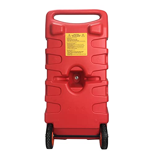 iallauto 14 Gallon Portable Caddy Tank Mobile Transport Containers Cart Wheeled Rolling with Pump Handle Red