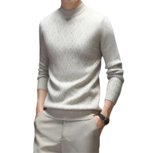 Men's Business Casual Warm O-Neck Stretchable Geometric Pattern Knitted Sweater