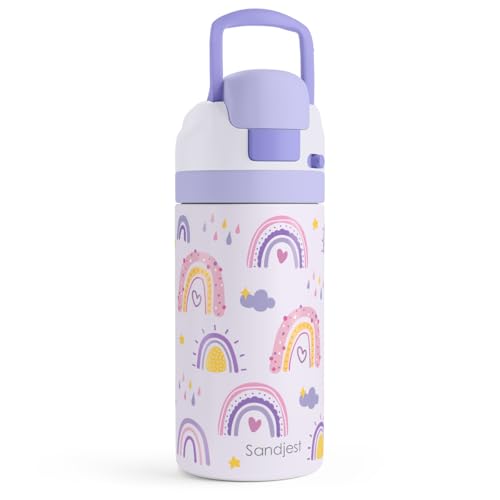 Image of Rainbow Kids Insulated Stainless Steel Water Bottle 16 Oz, Travel Tumbler for School, Sports for Girls, Birthday, Back To School