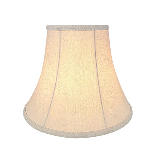Image of Aspen Creative 30167 Transitionall Bell Shape Spider Construction Lamp Shade in Beige with Leaf Pattern, 12 inch wide (6 inch x 12 inch x 9-1 /2 inch)