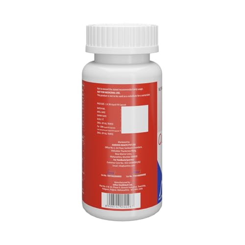 Image of Aarkios Quinzyme 200 CoQ10 Supplement with Ubiquinol & Flaxseed | 200mg Coenzyme Q10 Capsules | Supports Energy, Heart & Antioxidant Health | 30 Capsules