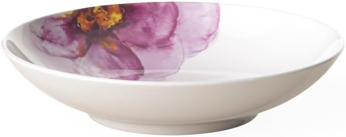 Villeroy & Boch - Rose Garden Soup Bowl/Pasta Plate, 9.5 in, Premium Porcelain, Made in Germany, White/Pink