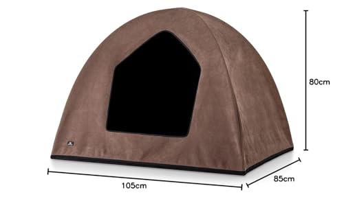 Knuffelwuff Hundehöhle Hundezelt Yucatan passend für Hundebetten, Hundematten, Hundekörbchen, Hundekissen XL 105 x 85 x 80cm Braun