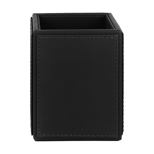 Image of V-CUBE DESIGNS Premium Vegan Leather Pen Holder for Desk & Study Table Accessory | Marker /Pencil Stand for Student | Stationery Organizer for Office Table & Home | 6mm Thickness with MDF Core |Black