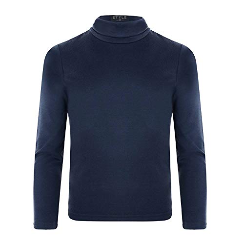 Image of Girls Turtleneck Long Sleeve Plain Basic Top Kids Boys Jersey Polo Tops 2-14 Yrs