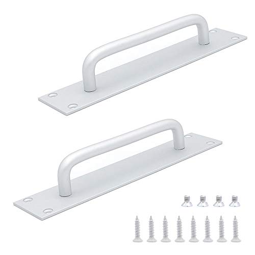 2個のNUZAMASアルミ合金製引き戸ハンドル、防火扉ハンドル、キャビネットドア丸ハンドル、プルプッシュオープン、20 cm X 4 cm(7.8インチX 1.5インチ)、シルバーカラーのセット