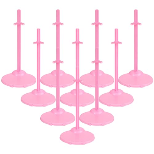Image of Doll Stands, Doll Stands Display Holder with Adjustable Waist Clip, Pink Support Stand for 11 to 13 Inch Dolls Action Figure Stand Dolls Accessories (10pc)