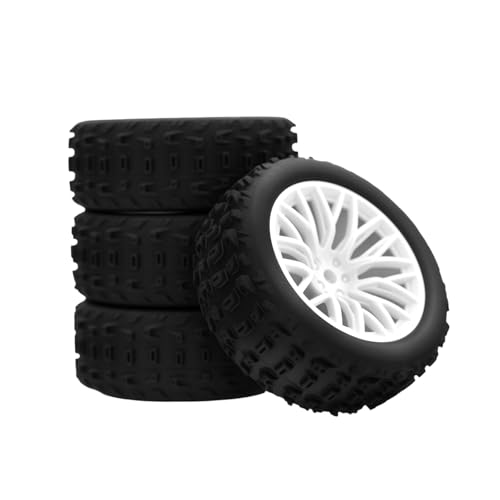 NMNRC Branch Style Rubber Pre Glued Wheel and Tires Plastic Rim for Arrma 1/14 Typhon Grom Series RC Car Upgrades Part White